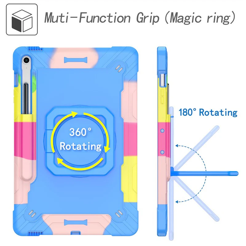 [Built-in Shoulder Strap][With Pen Slot] Samsung Galaxy Tab A9 Plus 11" 2023 EVA Friendly Heavy Duty Ring Holder Stand Case - Image 4