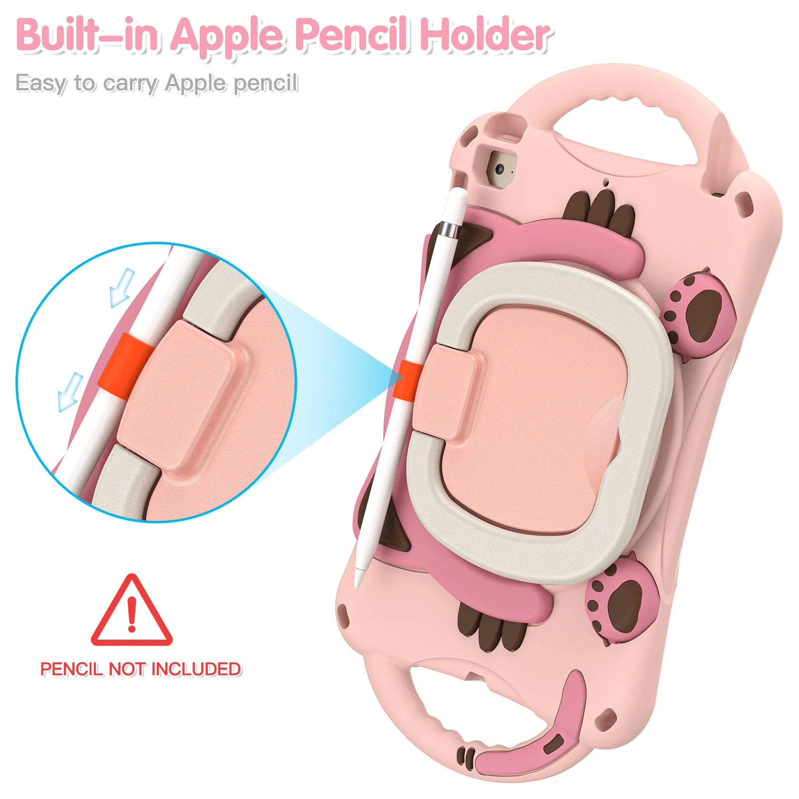 Apple iPad Air/Air 2/Pro 9.7"/5th (2017)/ 6th (2018) EVA Kid Friendly Cat Style Heavy Duty Case with Handle Stand Ring - Image 7