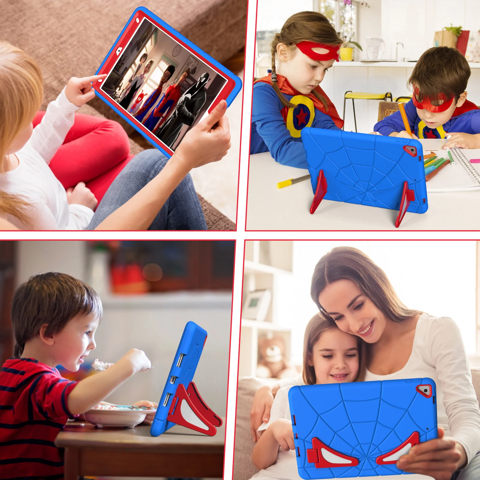 [Built-in Stand] Apple iPad 5/6 9.7'' 5/6th Gen (2017/2018) Spiderman Cartoon Kids Full-cover Silicone Shockproof Case - Image 7
