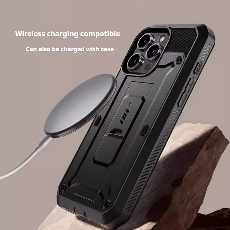 [Built-in Stand] Apple iPhone 14/Pro/Max - Premium TPU Full Covered Belt Heavy Duty Series Case - Image 5
