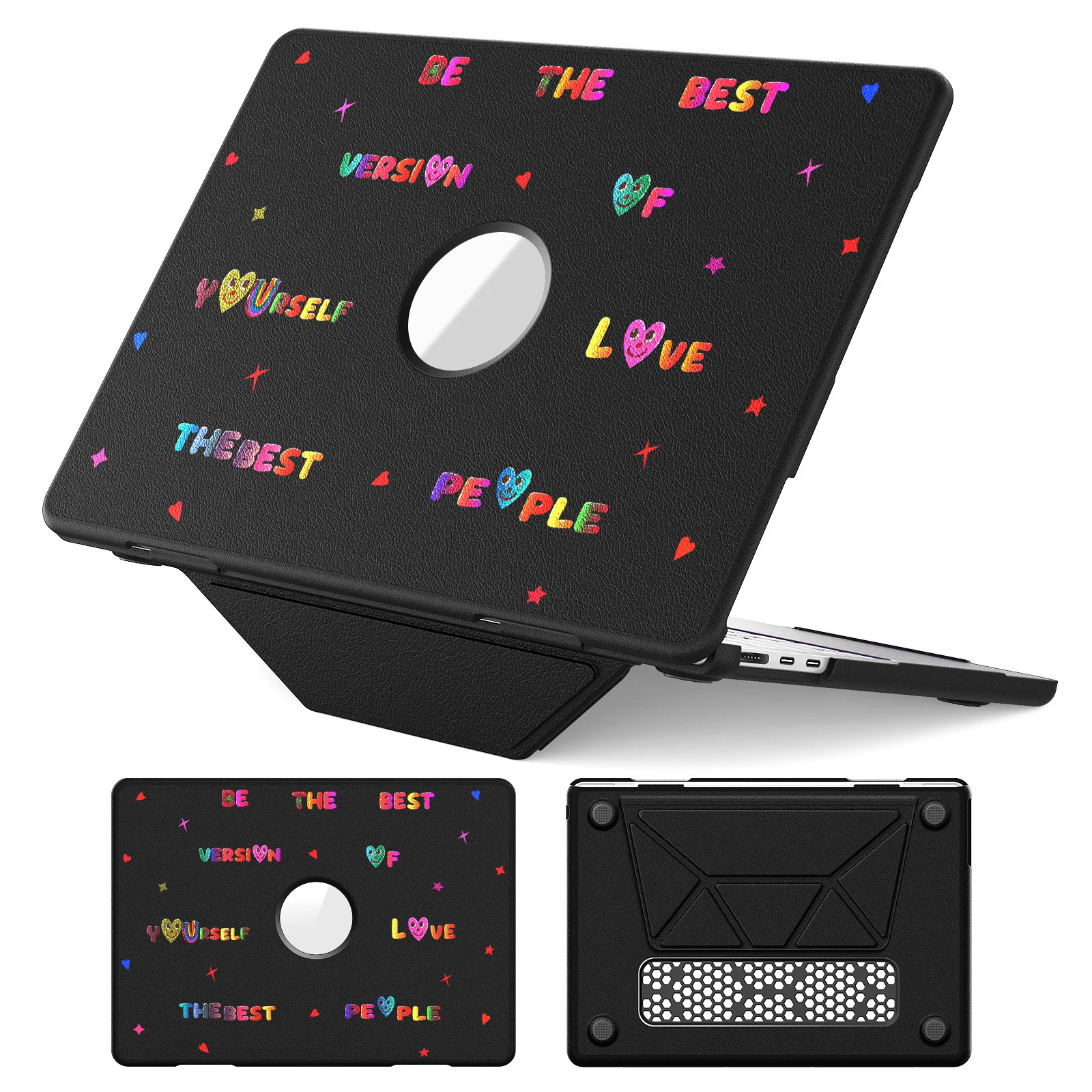 [Built-in Stand] Apple MacBook Pro 13 (A1706 & A1708 & A1989 & A2159 & A2338 & A2289) - Cute Leather Anti-Shock Cooling Case - Image 9