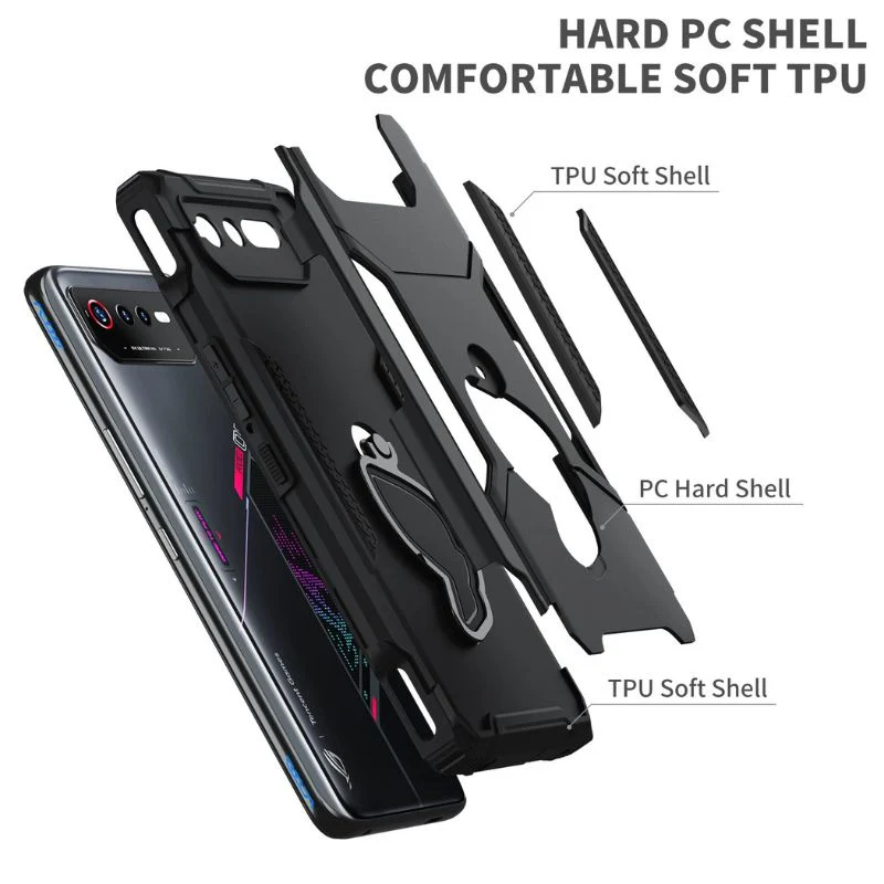 [Built-in Stand] ASUS Rog Phone 7 & 7 Ultimate - 360° Rotating Kickstand Heavy Duty Series Military Grade Case - Image 5
