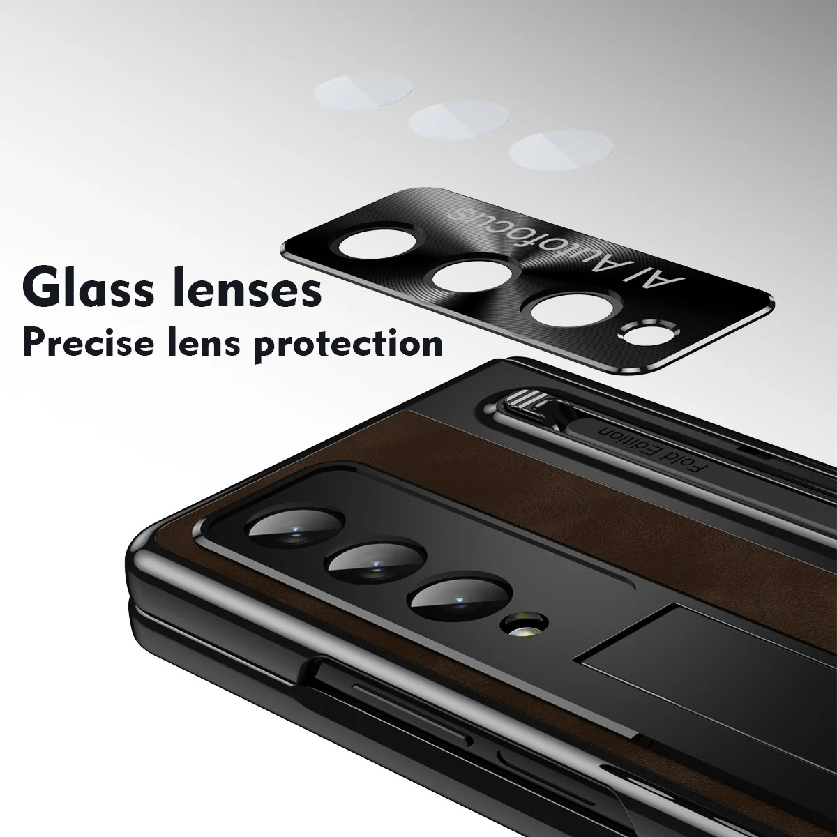 [Built-in Stand][Built in Screen Protector & Lens] Samsung Galaxy Z Fold7 - Full Covered Leather Hinge Sturdy Protective Shockproof Hard-shell Case - Image 6