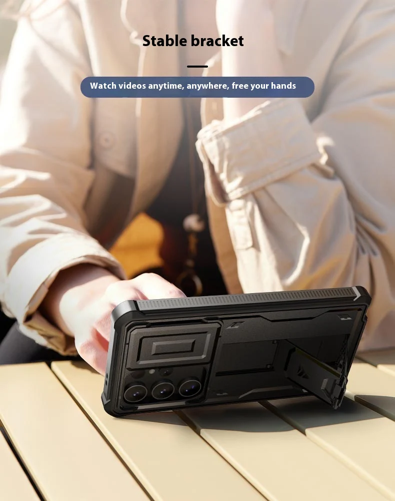 [Built-in Stand][Dustproof Lens Cap] Samsung Galaxy S25/Ultra/Plus - Heavy Duty Defender Armor Drop Proof Stand Case - Image 11