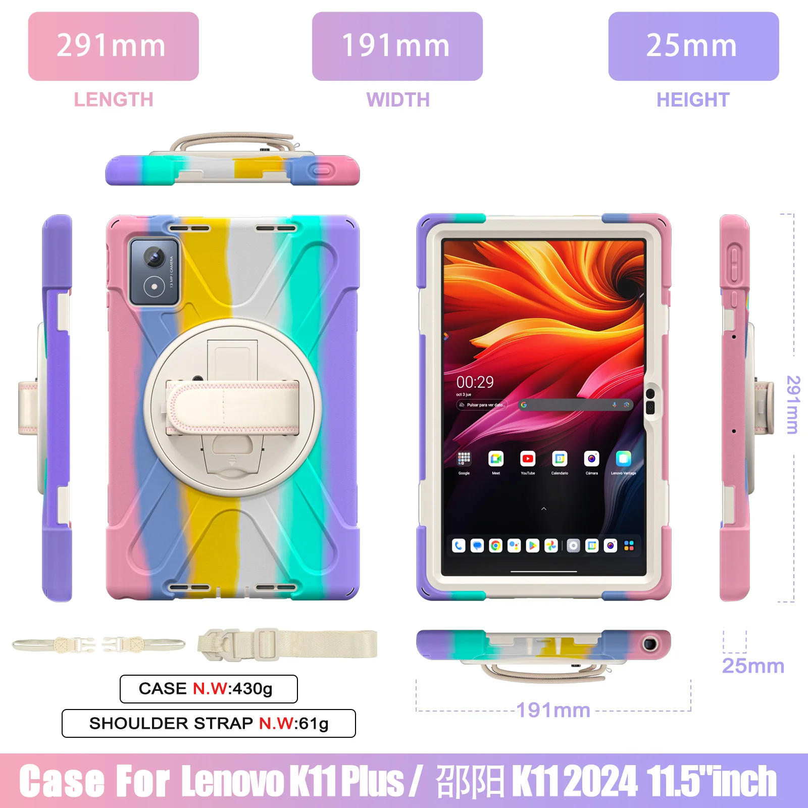 [Built-in Stand] Lenovo Tab K11 Plus 11.45" 2024 (TB352FU/XU) - Kid Shockproof Heavy Duty Series Case With Shoulder Strap - Image 11