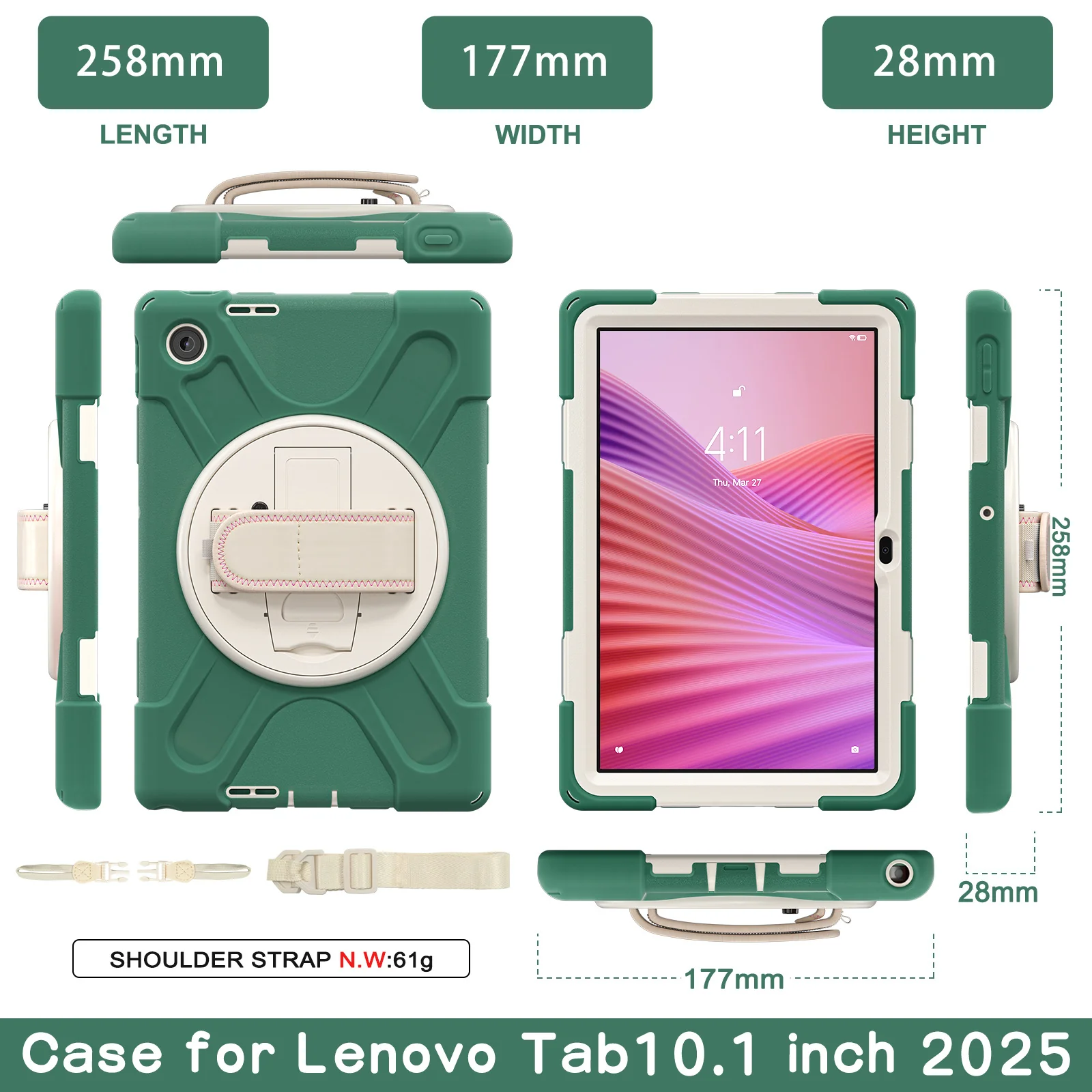 [Built-in Stand] Lenovo Tab 10.1" 2025 (TB311FU/TB311XU) - Kid Shockproof Heavy Duty Series Case With Shoulder Strap - Image 19