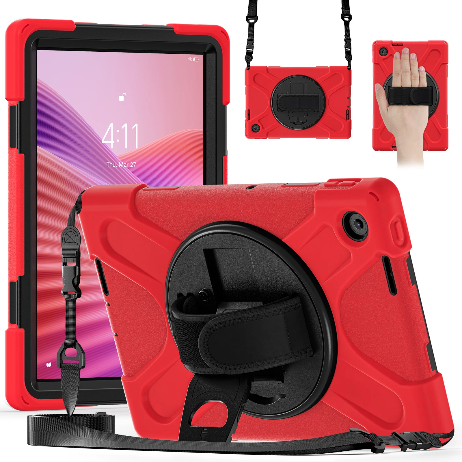 [Built-in Stand] Lenovo Tab 10.1" 2025 (TB311FU/TB311XU) - Kid Shockproof Heavy Duty Series Case With Shoulder Strap - Image 4