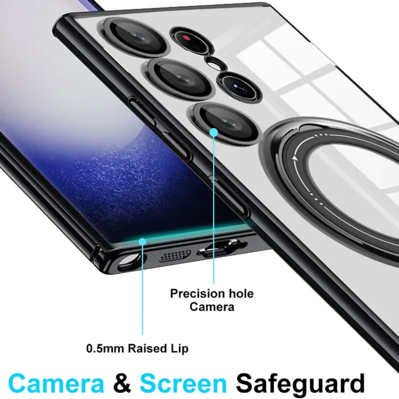 [Built-in Stand][Magsafe Compatible] Samsung Galaxy S24 SM-S921/Plus SM-S926/Ultra SM-S928/FE SM-S721 Full Coverage Transparent Essentials Series Case - Image 11