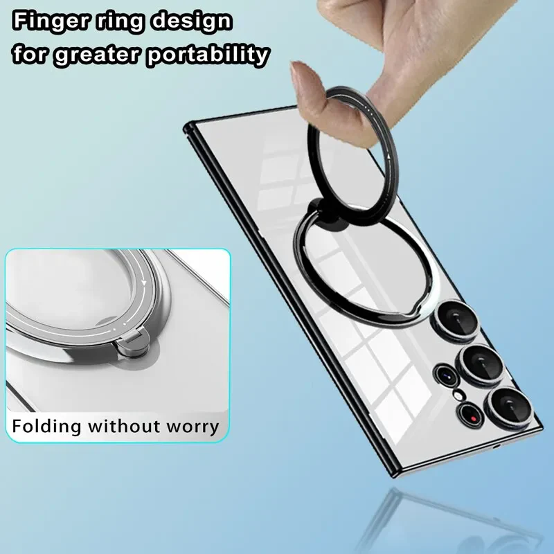 [Built-in Stand][Magsafe Compatible] Samsung Galaxy S24 SM-S921/Plus SM-S926/Ultra SM-S928/FE SM-S721 Full Coverage Transparent Essentials Series Case - Image 13