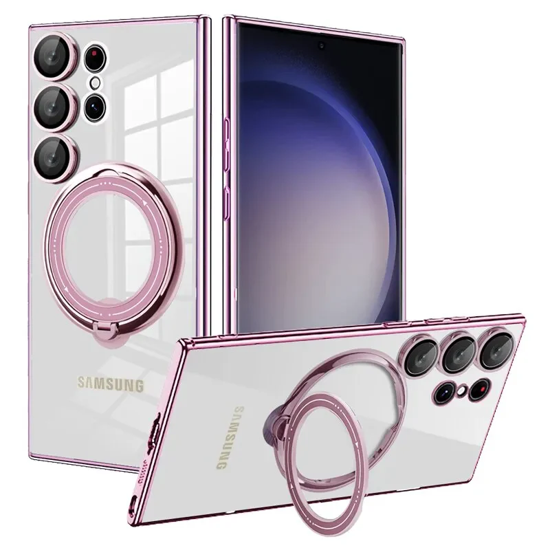 [Built-in Stand][Magsafe Compatible] Samsung Galaxy S24 SM-S921/Plus SM-S926/Ultra SM-S928/FE SM-S721 Full Coverage Transparent Essentials Series Case - Image 3