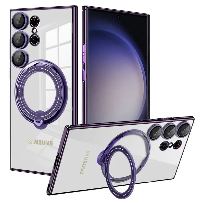 [Built-in Stand][Magsafe Compatible] Samsung Galaxy S24 SM-S921/Plus SM-S926/Ultra SM-S928/FE SM-S721 Full Coverage Transparent Essentials Series Case - Image 4