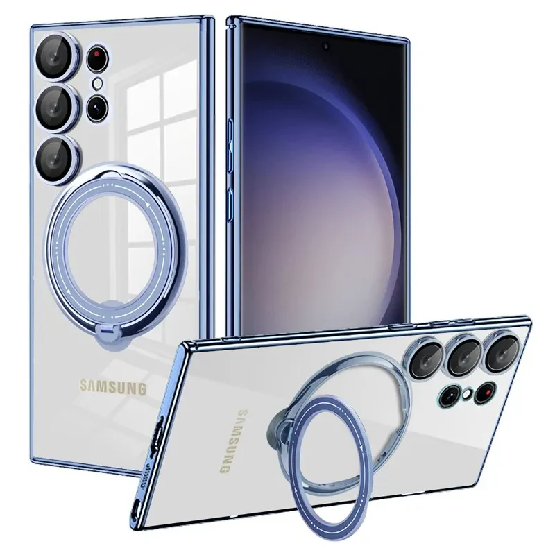 [Built-in Stand][Magsafe Compatible] Samsung Galaxy S24 SM-S921/Plus SM-S926/Ultra SM-S928/FE SM-S721 Full Coverage Transparent Essentials Series Case - Image 5
