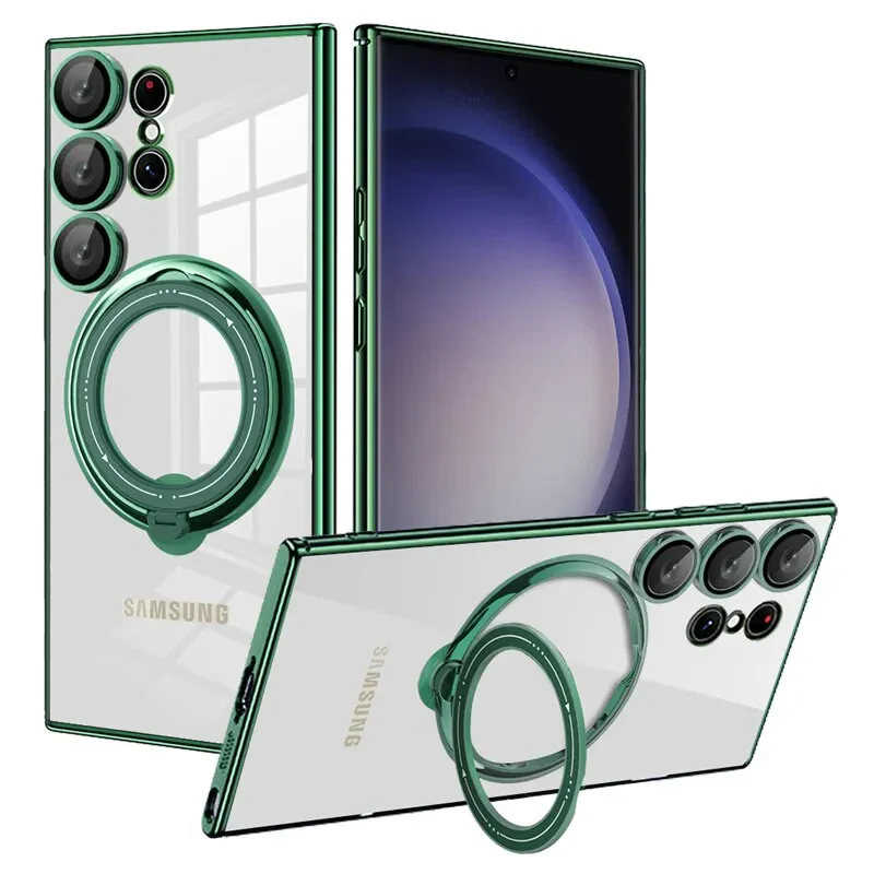 [Built-in Stand][Magsafe Compatible] Samsung Galaxy S24 SM-S921/Plus SM-S926/Ultra SM-S928/FE SM-S721 Full Coverage Transparent Essentials Series Case - Image 6