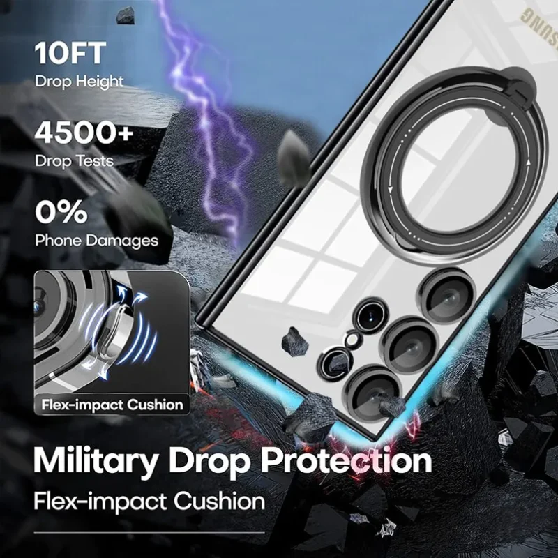 [Built-in Stand][Magsafe Compatible] Samsung Galaxy S24 SM-S921/Plus SM-S926/Ultra SM-S928/FE SM-S721 Full Coverage Transparent Essentials Series Case - Image 9