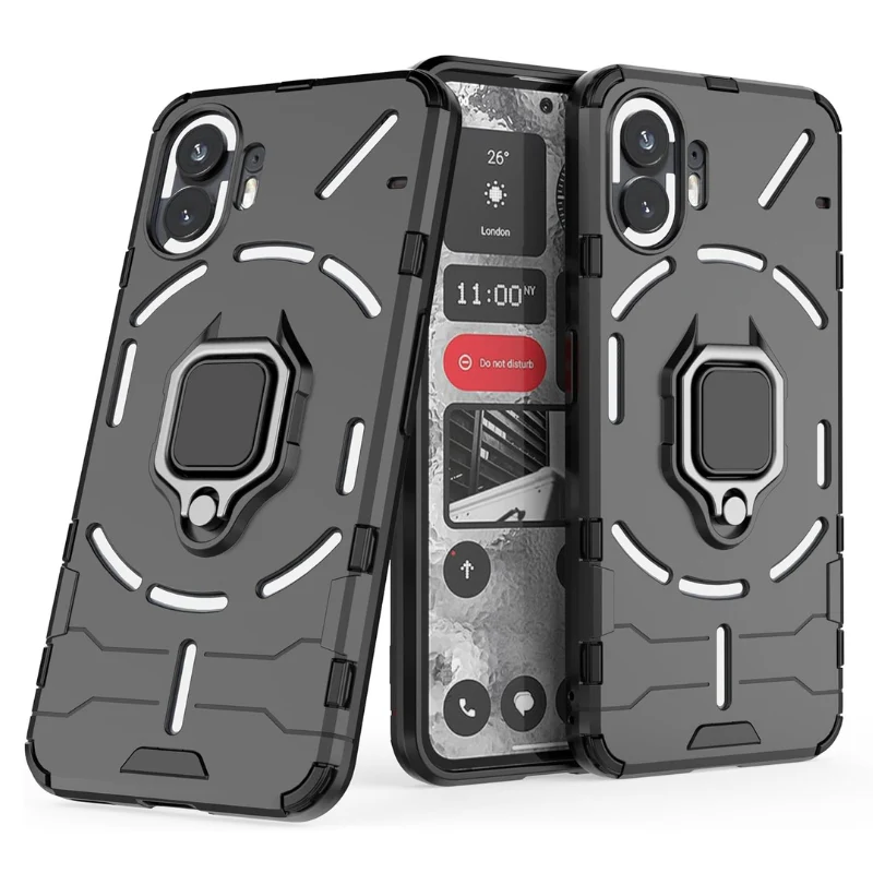 [Built-in Stand] Nothing Phone (2) - Shockproof Military Grade Armor TPU Dual-Layer Full Body Case With 2PC Tempered Glass Screen Protector - Image 5