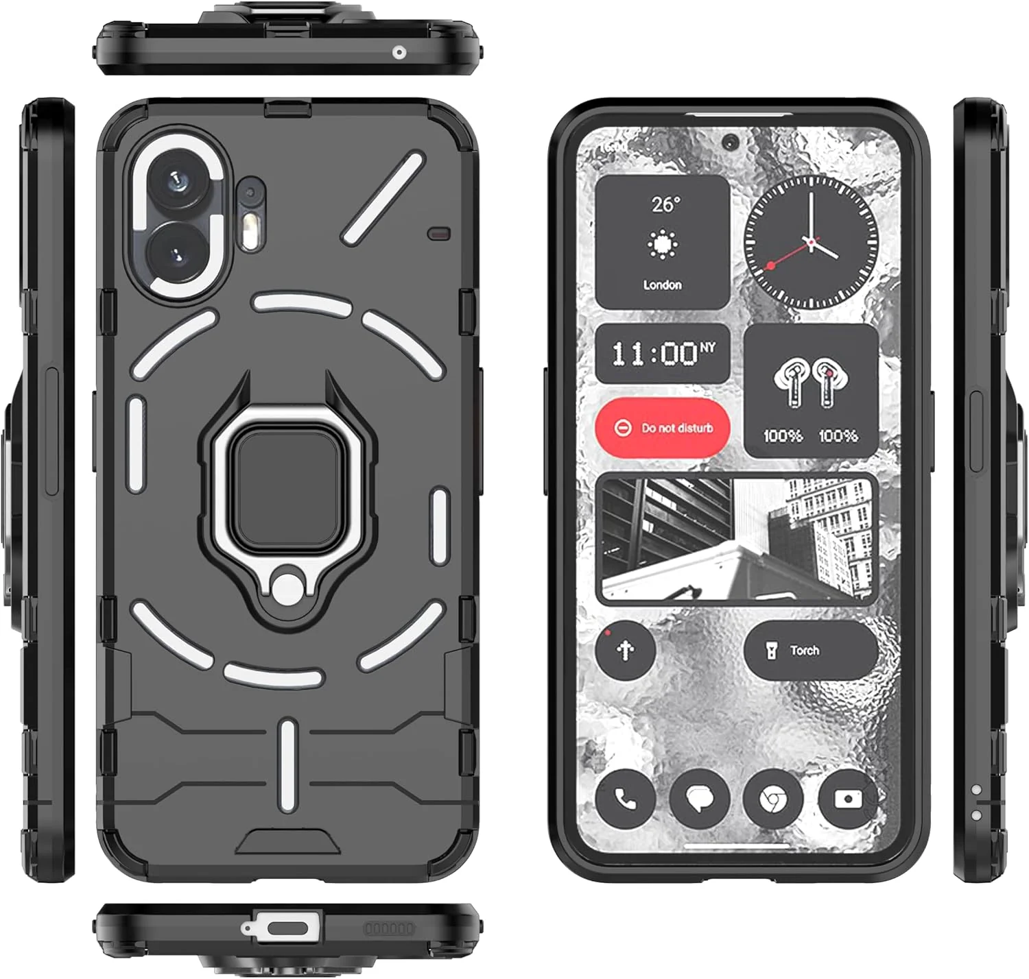 [Built-in Stand] Nothing Phone (2) - Shockproof Military Grade Armor TPU Dual-Layer Full Body Case With 2PC Tempered Glass Screen Protector - Image 7