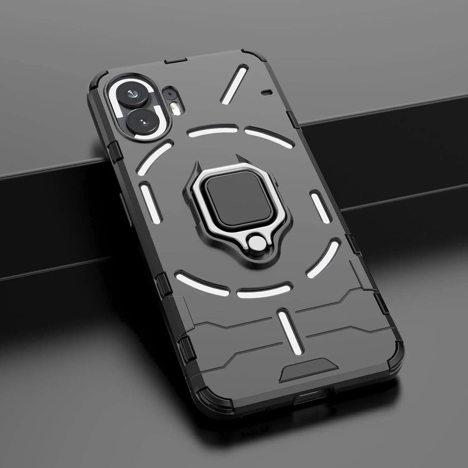 [Built-in Stand] Nothing Phone (2) - Shockproof Military Grade Armor TPU Dual-Layer Full Body Case With 2PC Tempered Glass Screen Protector - Image 8
