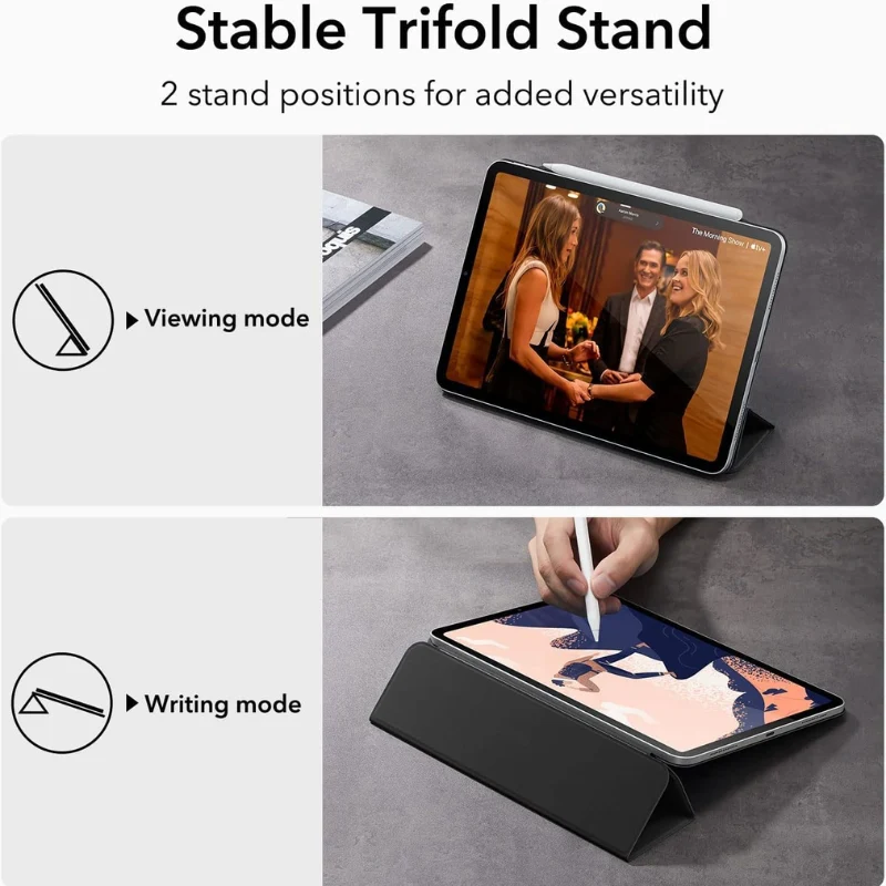 [Built-in & Stand][Pencil Holder] Apple iPad Pro 11-inch 1st/2nd/3rd/4th Gen (2018/2020/2021/2022) Powerful Magnetic Attachment Slim Trifold Stand Supports Pencil(USB-C) Durable Protection Case - Image 6