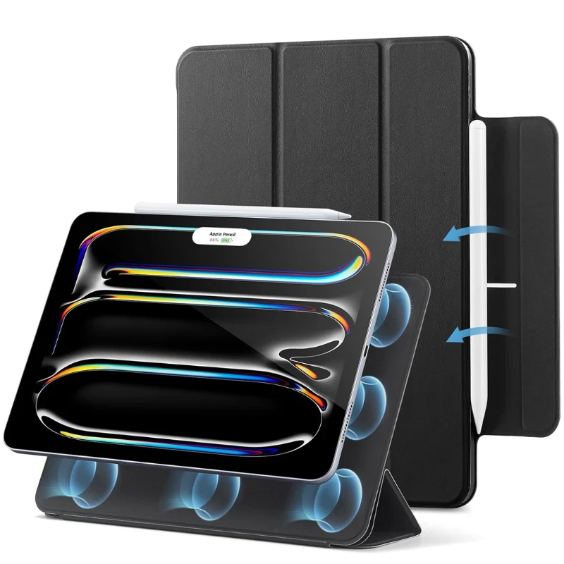 [Built-in & Stand][Pencil Holder] Apple iPad Pro 11-inch M4/M5 (2024/2025) Powerful Magnetic Attachment Slim Trifold Stand Supports Pencil(USB-C) Durable Protection Case
