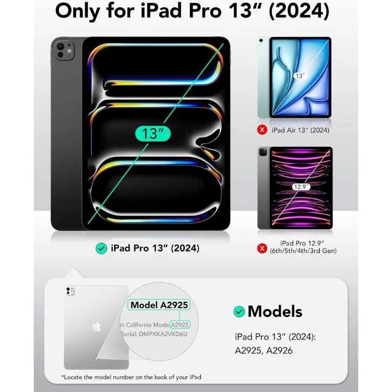 [Built-in & Stand][Pencil Holder] Apple iPad Pro 13-inch M4/M5 (2024/2025) Powerful Magnetic Attachment Slim Trifold Stand Supports Pencil(USB-C) Durable Protection Case - Image 2