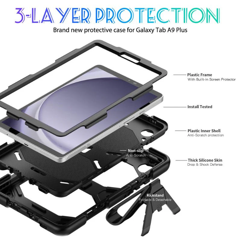 [Built-in Stand] Samsung Galaxy Tab A7 10.4" 2020 (T500/T505) - Multi Function Silicone PC Stand Shockproof Case - Image 8