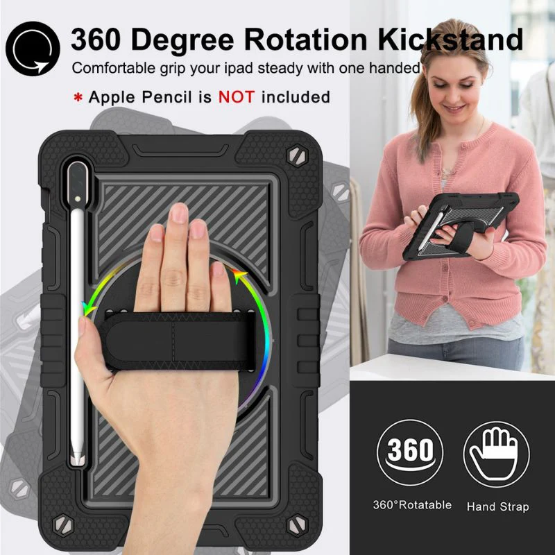 [Built-in Stand] Samsung Galaxy Tab A8 2022 10.5" (X200/X205) - 360 Degree Rotating Shockproof Protection Case With Hand & Shoulder Strap - Image 8