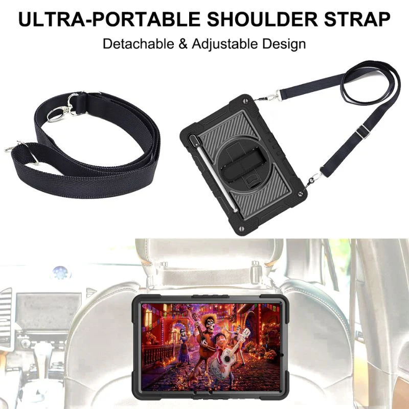 [Built-in Stand] Samsung Galaxy Tab A8 2022 10.5" (X200/X205) - 360 Degree Rotating Shockproof Protection Case With Hand & Shoulder Strap - Image 9