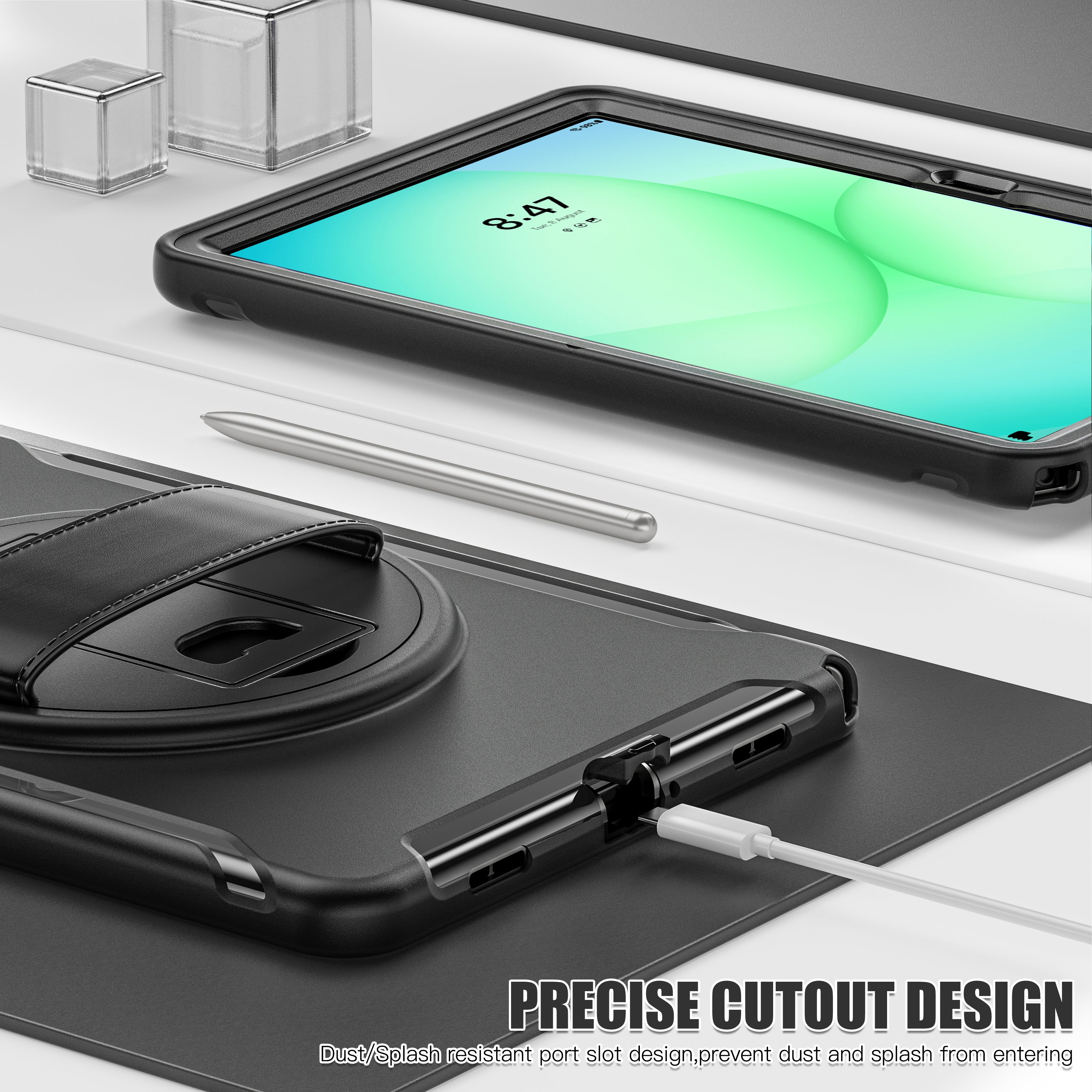 [Built-in Stand] Samsung Galaxy Tab A11 Plus (2025) 11" 360° Rotating Shockproof Rugged with Hand Strap Case - Image 11
