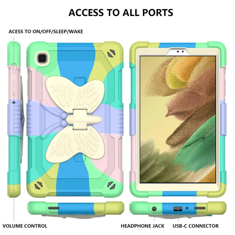 [Built-in Stand] Samsung Galaxy Tab A9 2023 8.7" (SM-X110) - Kids Silicone Butterfly Heavy Duty Shockproof Case - Image 13
