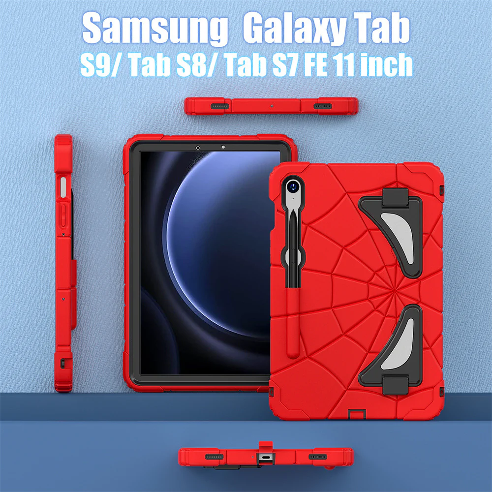 [Built-in Stand][With Pen Slot] Samsung Galaxy Tab S7/S8 11“ (2020/2022) Spiderman Cartoon Kids Full-cover Silicone Shockproof Case - Image 16