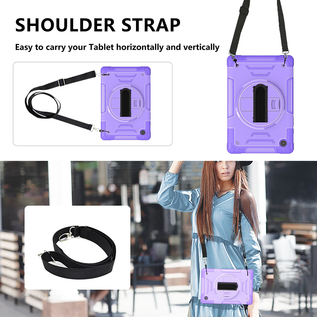 [Built-in Stand] Samsung Galaxy Tab A9 2023 8.7" (SM-X110) - 360 Degree Rotatable Multifunctional Protective Case With Hand & Shoulder Strap - Image 10