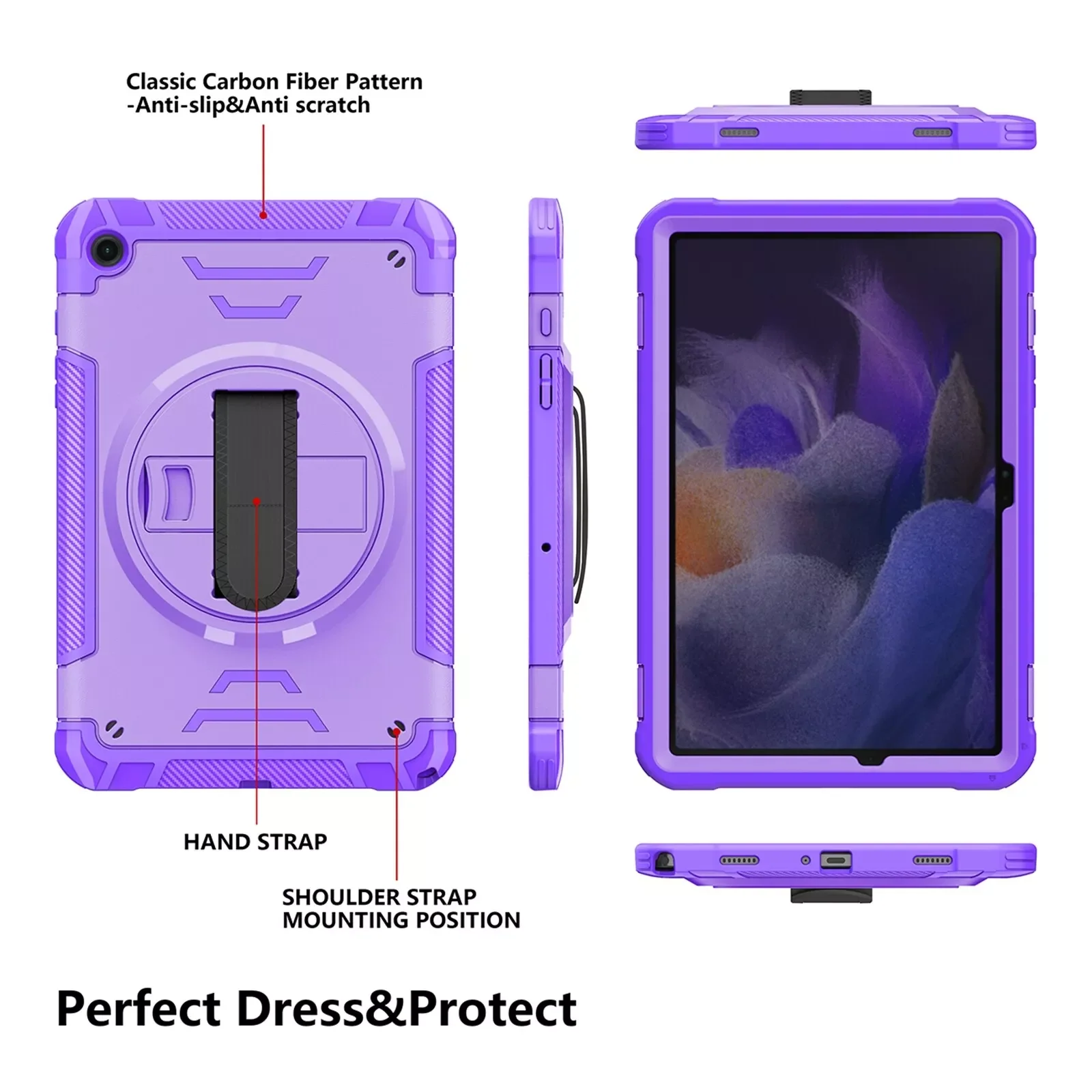 [Built-in Stand] Samsung Galaxy Tab A9 2023 8.7" (SM-X110) - 360 Degree Rotatable Multifunctional Protective Case With Hand & Shoulder Strap - Image 11