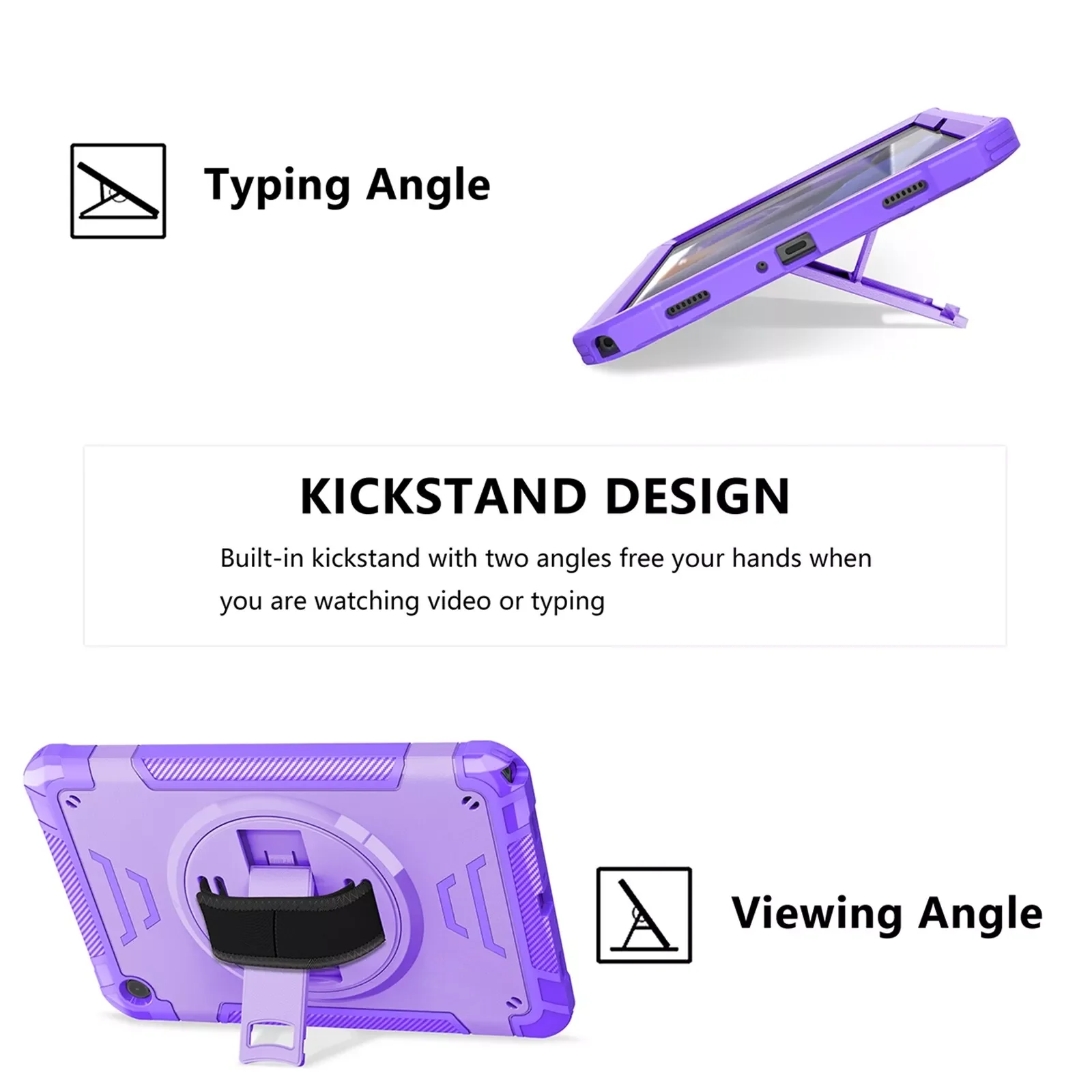 [Built-in Stand] Samsung Galaxy Tab A9 2023 8.7" (SM-X110) - 360 Degree Rotatable Multifunctional Protective Case With Hand & Shoulder Strap - Image 7