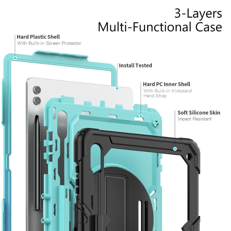 [Built-in Stand] Samsung Galaxy Tab A7 10.4" 2020 (T500/T505) - 360 Degree Stand PC + Silicone Shockproof Case With Strap - Image 3
