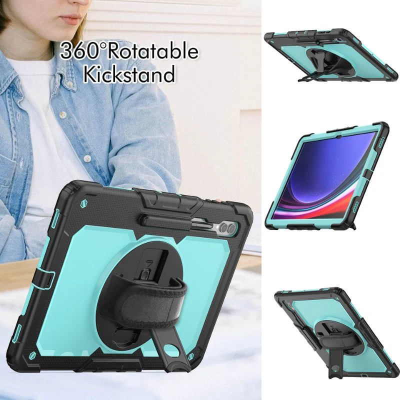 [Built-in Stand] Samsung Galaxy Tab A7 10.4" 2020 (T500/T505) - 360 Degree Stand PC + Silicone Shockproof Case With Strap - Image 6