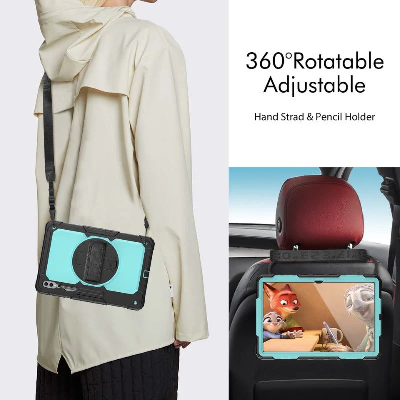 [Built-in Stand] Samsung Galaxy Tab A7 10.4" 2020 (T500/T505) - 360 Degree Stand PC + Silicone Shockproof Case With Strap - Image 7