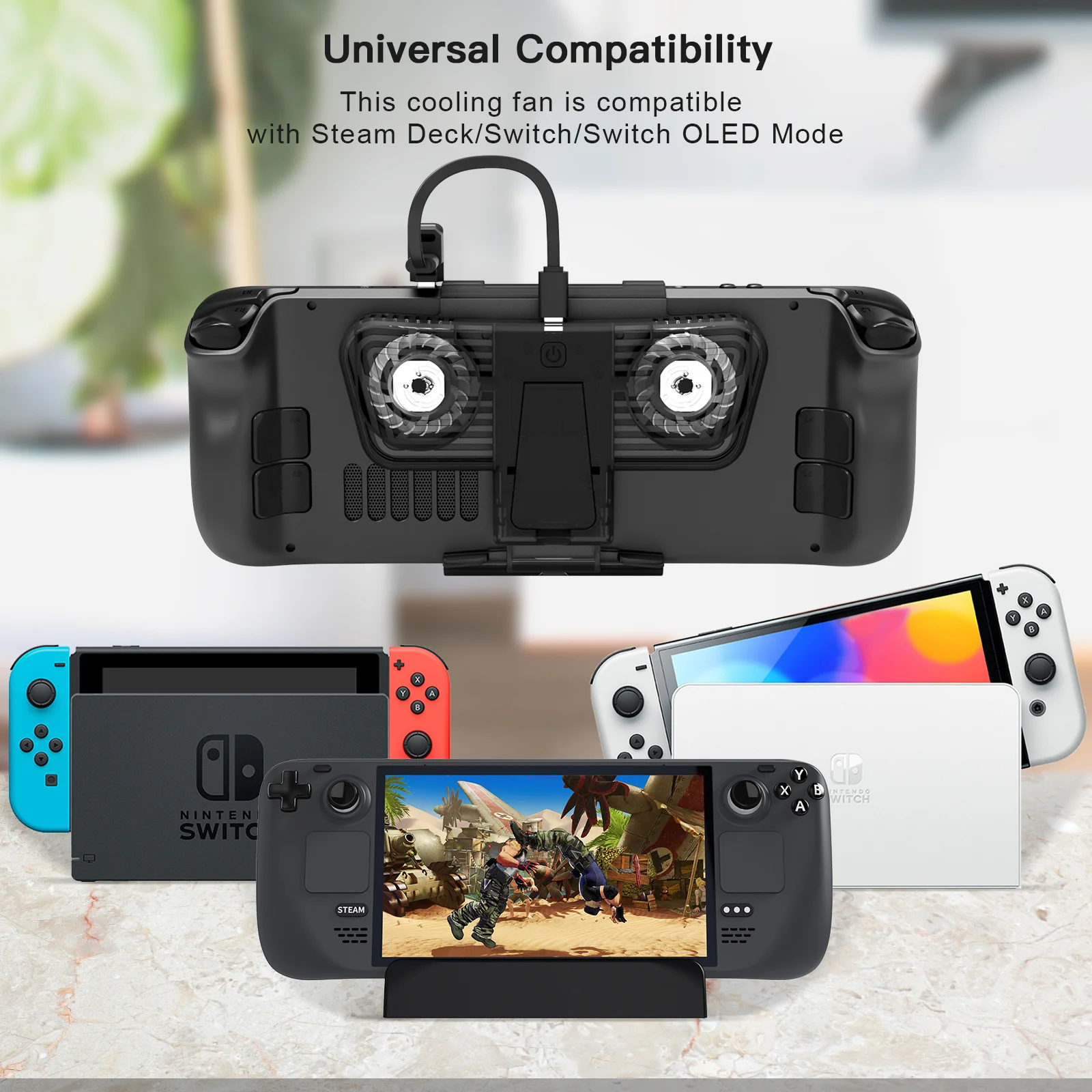 [Built-in Stand] Steam Deck & OLED - Cooling Fan with Dual Type-C Adapter - Image 2