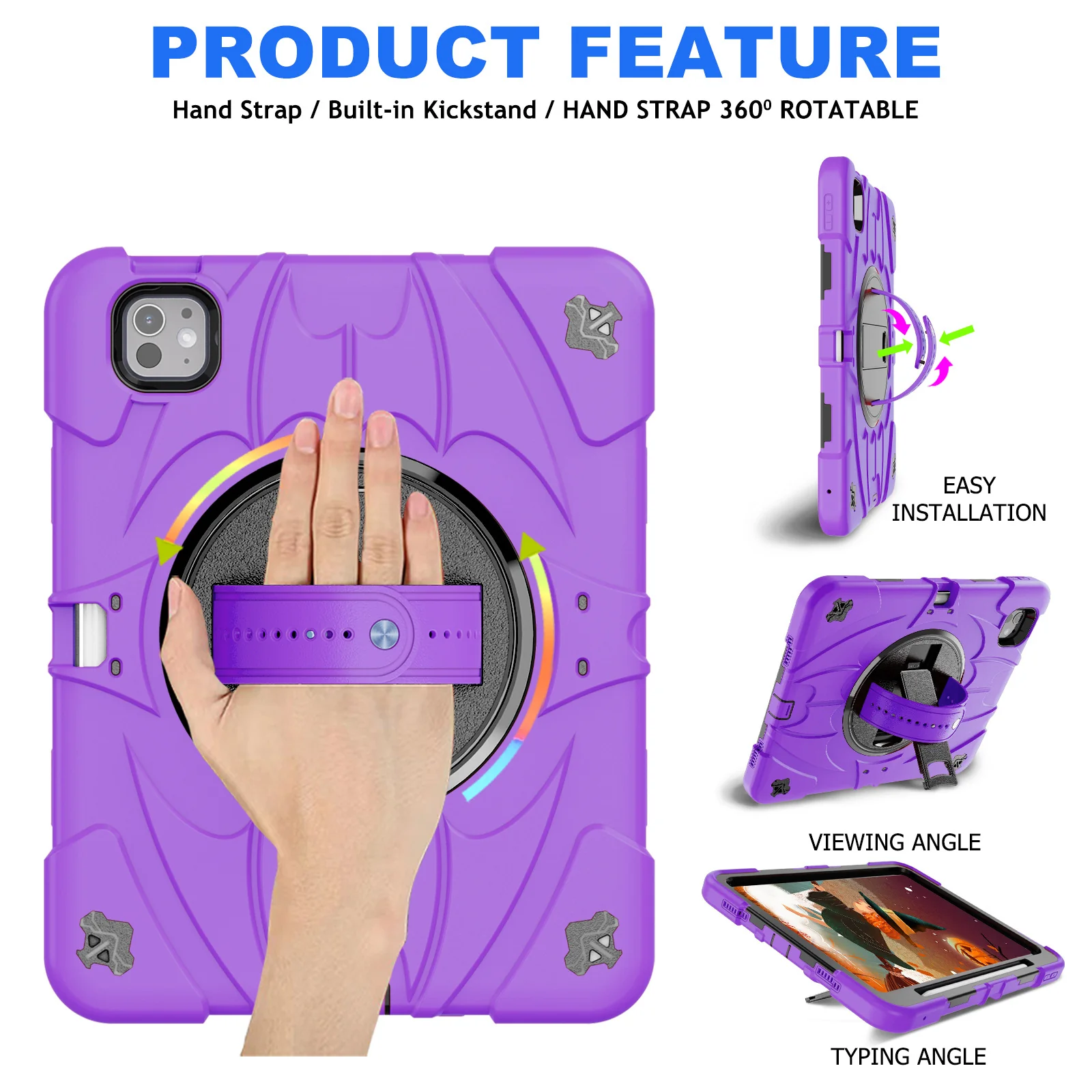 [Built-in Stand][With Pen Slot] Apple iPad Air 4/5 10.9'' 4/5th Gen & Air 11-inch M2/M3/M4 Batman Cartoon Kids Full-cover Silicone Shockproof Case - Image 11