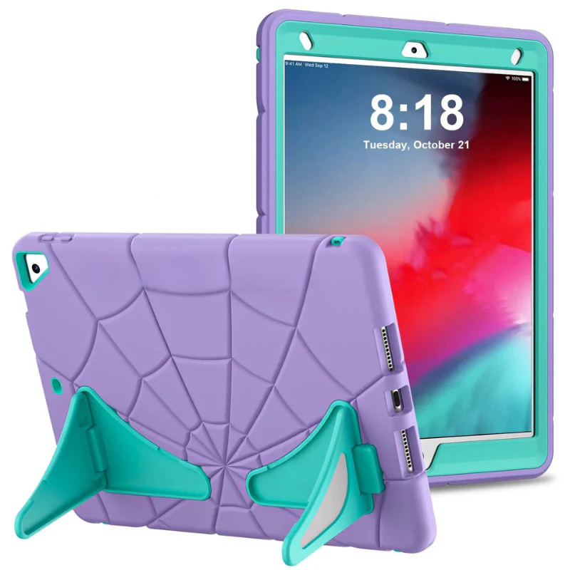[Built-in Stand] Apple iPad 5/6 9.7'' 5/6th Gen (2017/2018) Spiderman Cartoon Kids Full-cover Silicone Shockproof Case - Image 14