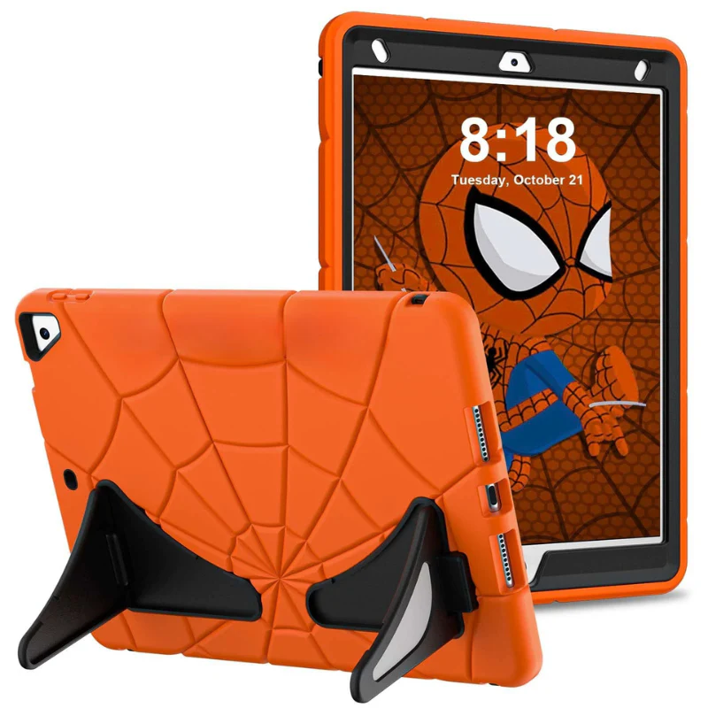 [Built-in Stand] Apple iPad 5/6 9.7'' 5/6th Gen (2017/2018) Spiderman Cartoon Kids Full-cover Silicone Shockproof Case - Image 15