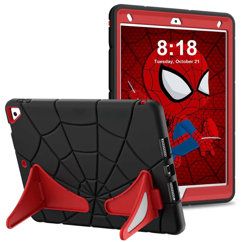 [Built-in Stand] Apple iPad 5/6 9.7'' 5/6th Gen (2017/2018) Spiderman Cartoon Kids Full-cover Silicone Shockproof Case - Image 16