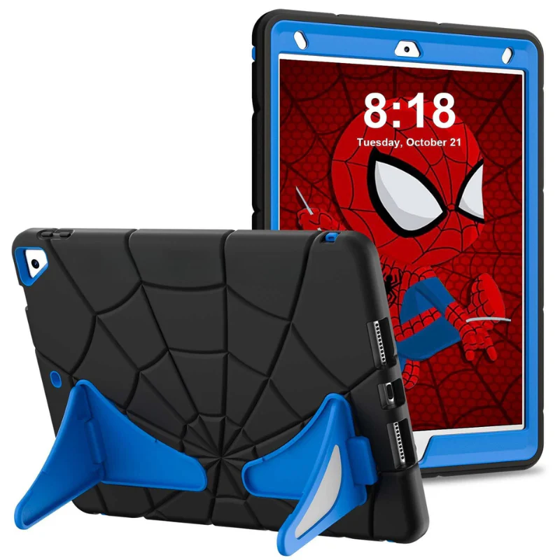 [Built-in Stand] Apple iPad 5/6 9.7'' 5/6th Gen (2017/2018) Spiderman Cartoon Kids Full-cover Silicone Shockproof Case - Image 17