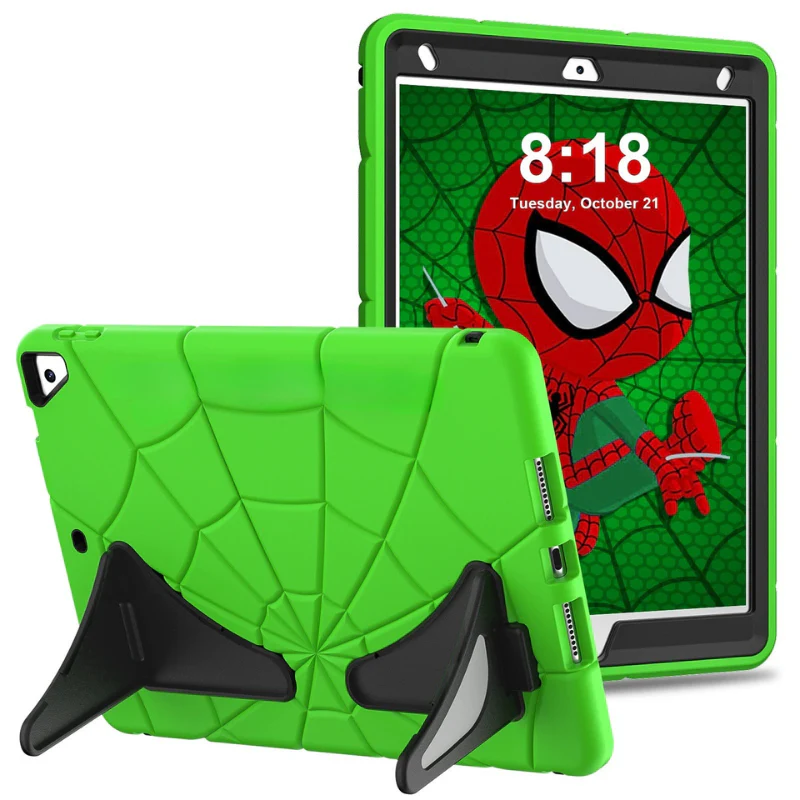 [Built-in Stand] Apple iPad 5/6 9.7'' 5/6th Gen (2017/2018) Spiderman Cartoon Kids Full-cover Silicone Shockproof Case - Image 18