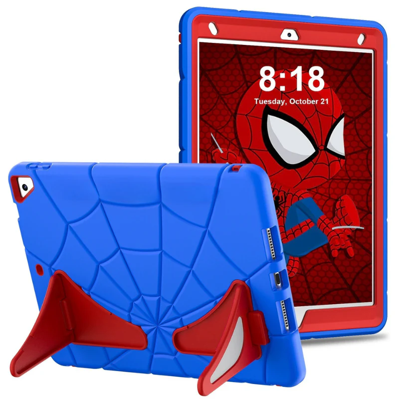 [Built-in Stand] Apple iPad 5/6 9.7'' 5/6th Gen (2017/2018) Spiderman Cartoon Kids Full-cover Silicone Shockproof Case - Image 9