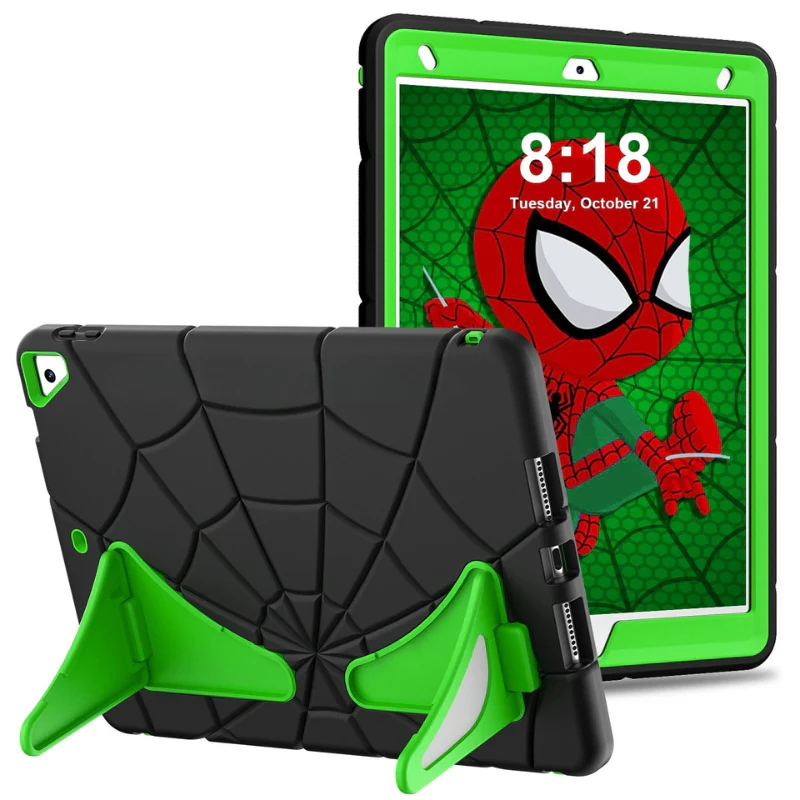 [Built-in Stand] Apple iPad 5/6 9.7'' 5/6th Gen (2017/2018) Spiderman Cartoon Kids Full-cover Silicone Shockproof Case - Image 10