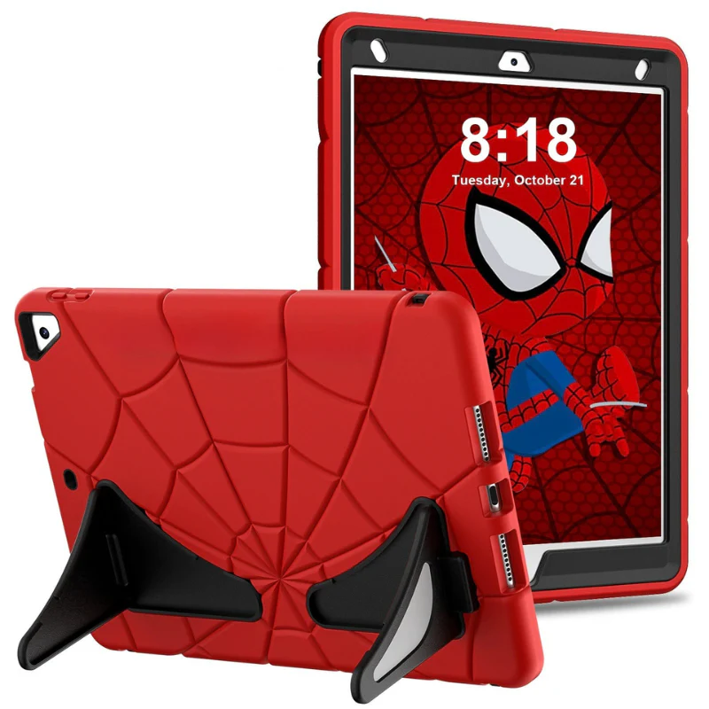 [Built-in Stand] Apple iPad 5/6 9.7'' 5/6th Gen (2017/2018) Spiderman Cartoon Kids Full-cover Silicone Shockproof Case - Image 11