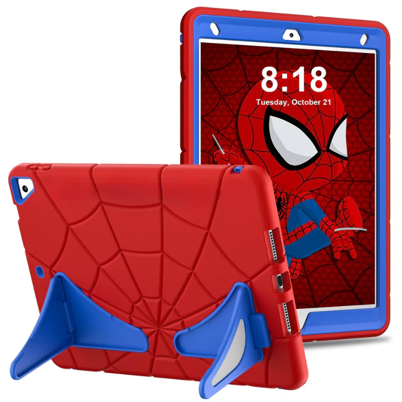 [Built-in Stand] Apple iPad 5/6 9.7'' 5/6th Gen (2017/2018) Spiderman Cartoon Kids Full-cover Silicone Shockproof Case - Image 12