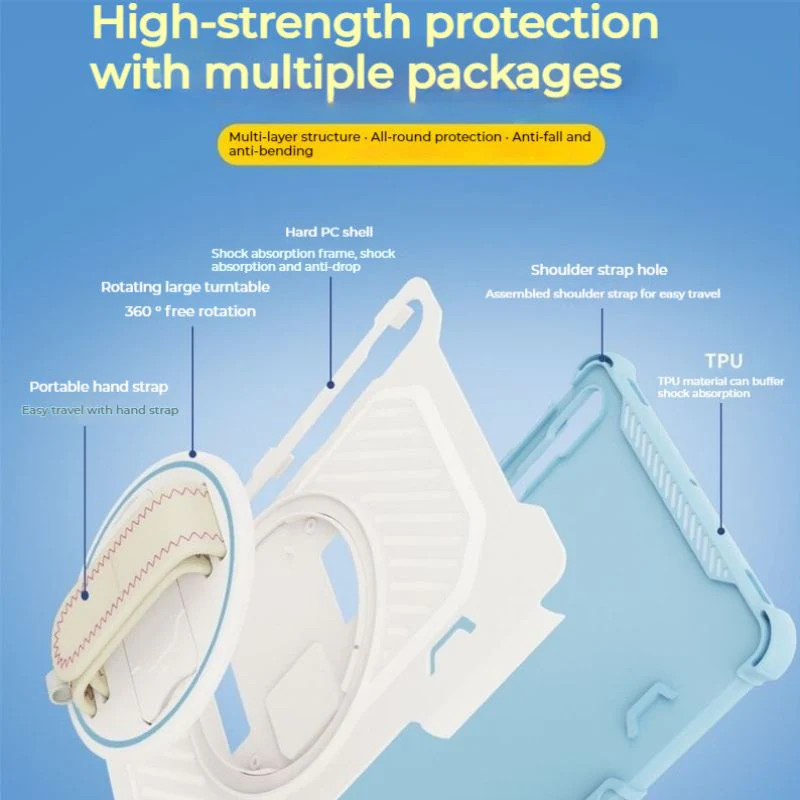 [Built-in Stand][With Pen Slot] Samsung Galaxy Tab S7/S8/S9/S9 FE 11” - 360 Degree Rotating Bracket Shockproof Case With Wrist & Strap - Image 4