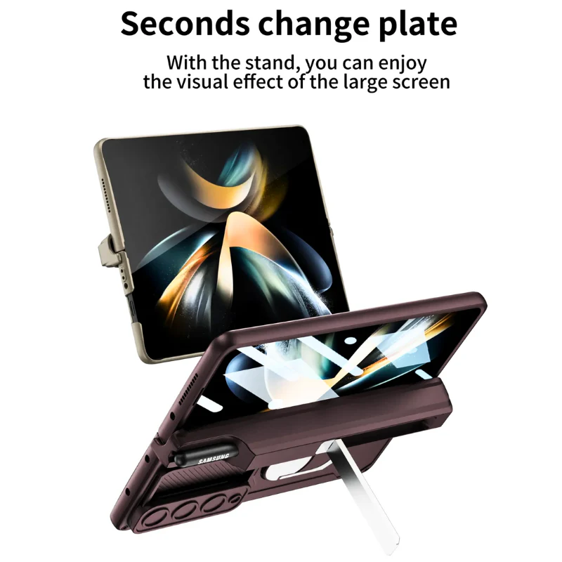 [Built-in Stand][With Slide Len Cover] Samsung Galaxy Z Fold 6 SM-F956 Magnetic Hinge With Ring Essentials Series Case - Image 10