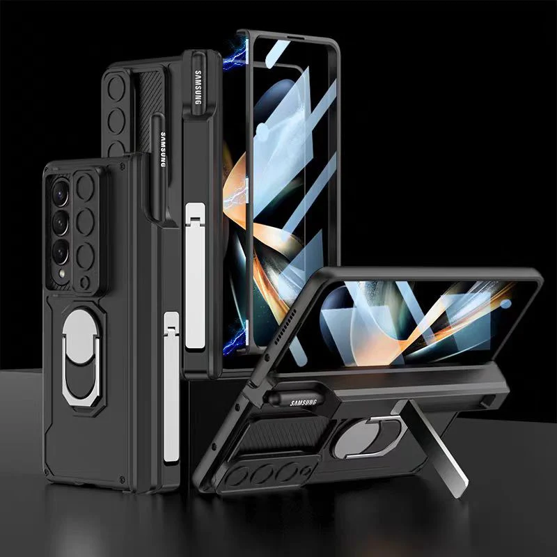 [Built-in Stand][With Slide Len Cover] Samsung Galaxy Z Fold 6 SM-F956 Magnetic Hinge With Ring Essentials Series Case - Image 13